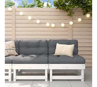 vidaXL Middle Sofas with Cushions 2 pcs White Solid Wood Pine