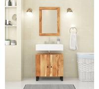 Mirror Brown Solid Mango Wood & Glass 70x50 cm Wall-Mounted Large Rustic Home UK