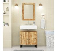 vidaXL Wall-Mounted Mirror - Solid Mango Wood Frame with Clear Glass - Ideal for Bedroom, Bathroom, Living Room - Rustic Brown, 70x50 cm