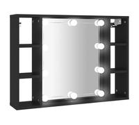 vidaXL Mirror Cabinet Wall-mounted Cabinet Cosmetic Mirror with LED Black