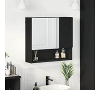 vidaXL Mirror Cabinet with Door Black 59 x 17 x 55 cm Engineered wood