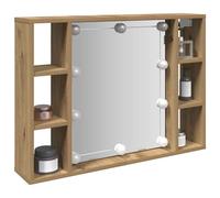 vidaXL Mirror Cabinet with LED Artisan Oak 76x15x55 cm Engineered Wood