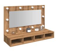 (artisan oak) vidaXL Mirror Cabinet with LED Washroom Storage Cabinet Bathroom Vanity Unit