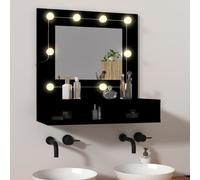 vidaXL Mirror Cabinet with LED Wall-mounted Cabinet Cosmetic Mirror Black