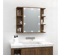 vidaXL Mirror Cabinet with LED Brown Oak 70x16.5x60 cm