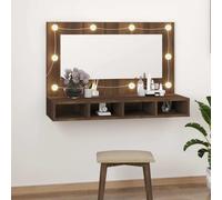 vidaXL Mirror Cabinet with LED Brown Oak 90x31.5x62 cm UK HOT
