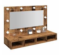 vidaXL Mirror Cabinet with LED Old Wood 90x31.5x62 cm