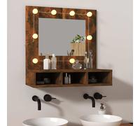 vidaXL Mirror Cabinet with LED Smoked Oak 60x31.5x62 cm, Brown