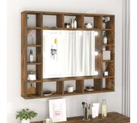 (Smoked oak) vidaXL Mirror Cabinet with LED Cosmetic Mirror Cabinet Bedroom Storage Cabinet