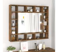 Vidaxl Mirror Cabinet With Led Smoked Oak 91X15X76.5 Cm