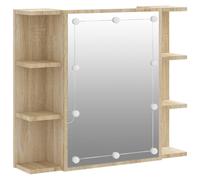 vidaXL Mirror Cabinet with LED Toilet Washroom Bathroom Furniture Wall-mounted Jewellery LED Storage Cabinet Wall Cosmetic Mirror Sonoma Oak