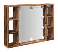 vidaXL Mirror Cabinet with LED Wall Cosmetic Mirror Old Wood Engineered Wood