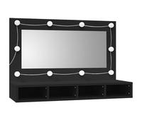 vidaXL Mirror Cabinet with LED Wall-mounted Cabinet Cosmetic Mirror Black