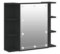 vidaXL Mirror Cabinet with LED Wall-mounted Cabinet Cosmetic Mirror Black