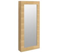 vidaXL Mirror Jewellery Cabinet Wall-Mounted 30x8.5x67 cm - Lockable, Engineered Wood, Brown