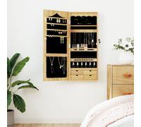 vidaXL Wall-Mounted Mirror Jewellery Cabinet- Engineered Wood Construction with Veneer Covering - Includes Lockable Door for Enhanced Security - Ample Storage Space