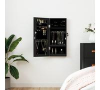 vidaXL Mirror Jewellery Cabinet Wall Mounted Black 30x8.5x67 cm