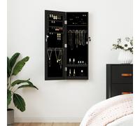 vidaXL Mirror Jewellery Cabinet Wall Mounted Black 30x8.5x90 cm