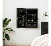 vidaXL Mirror Jewellery Cabinet Wall Mounted Black 37.5x10x67 cm