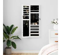 (white) vidaXL Mirror Jewellery Cabinet Jewelry Armoire Mirror Wall Mounted White