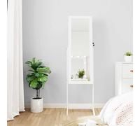 vidaXL Mirror Jewellery Cabinet with LED Lights Free Standing White, White