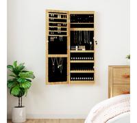 vidaXL Mirror Jewellery Cabinet with LED Lights Wall Mounted, Brown