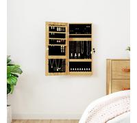 vidaXL Wall Mounted Mirror Jewellery Cabinet with LED Lights - Modern Design, Engineered Wood, Brown - Ample Storage Space for Jewelry Items