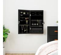 vidaXL Mirror Jewellery Cabinet with LED Lights Wall Mounted Black