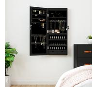 vidaXL Mirror Jewellery Cabinet with LED Lights Wall Mounted Black