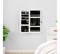 vidaXL Wall-Mounted Mirror Jewellery Cabinet with LED Lights - Engineered Wood Construction, Lockable Door & Spacious Storage - White
