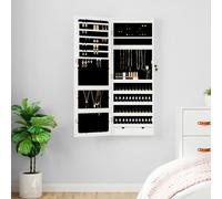 vidaXL Mirror Jewellery Cabinet with LED Lights Wall Mounted White, White