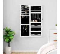 vidaXL Mirror Jewellery Cabinet with LED Lights Wall Mounted White, White