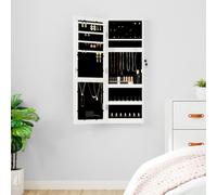 vidaXL Wall Mounted Mirror Jewellery Cabinet - LED Lights - Engineered Wood - Lockable and Protective - Space-Saving Design