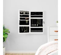 vidaXL Mirror Jewellery Cabinet with LED Lights Wall Mounted White