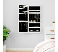 vidaXL Mirror Jewellery Cabinet with LED Lights Wall Mounted White
