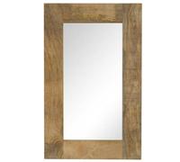 vidaXL Rectangular Mirror in Solid Mango Wood Frame - Vintage-styled and Wall-mounted Wooden Framed Mirror for Hallway or Bathroom - Brown