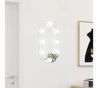 vidaXL Wall-Mounted Oval Mirror with Integrated LED Lights, USB Interface, Glass Material, Ideal for Bedroom, Bathroom, Dressing Room - 60x30 cm