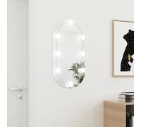vidaXL Mirror with LED Lights 80x40 cm Glass Oval, Silver