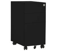 vidaXL Mobile File Cabinet Black Steel Modern Office Storage Filing Cabinet