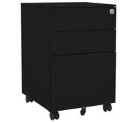 vidaXL Mobile File Cabinet Black Steel Office Storage Organiser Filing Cabinet