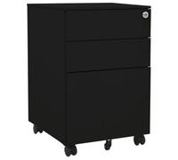 vidaXL Mobile File Cabinet Black Steel Office Storage Organiser Filing Cabinet