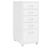vidaXL Mobile File Cabinet White Metal Office Storage File Filing Cabinet
