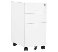 vidaXL Mobile File Cabinet White Steel Modern Office Storage Filing Cabinet