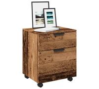 Mobile File Cabinet Smoked Oak 45x38x54 cm Engineered Wood Wheels Lockable Small
