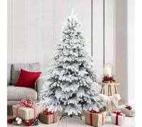 vidaXL Modern Artificial Hinged Christmas Tree Snow Flocked White