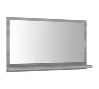 vidaXL Modern Bathroom Mirror with Shelf - Grey Sonoma Engineered Wood - Easy-to-Clean - Practical for Organizing Toiletries, 60x10.5x37 cm