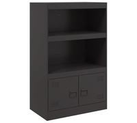 vidaXL Modern Black Steel Sideboard - 67x39x107 cm, Ample Storage with 2 Shelves and Compartments, Sleek for Living Room/Dining Area