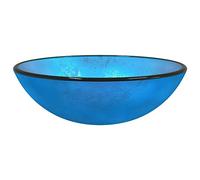 vidaXL- Modern Blue Tempered Glass Above-Counter Basin/Sink for Bathroom/Kitchen/Cosmetic Room/Garage/Workplaces