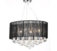 vidaXL Stunning 3-Source Chandelier with 85 Crystals and Black Shade - Elegant Design with Effulgent Glow - Ideal for Living Room & Office - Modern Style