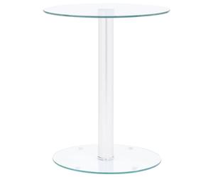 vidaXL Modern Coffee Table, Round Transparent Tempered Glass with Rough Grinding Finish and Aluminium Tube, Durable Side/Telephone Stand, 40x50 cm